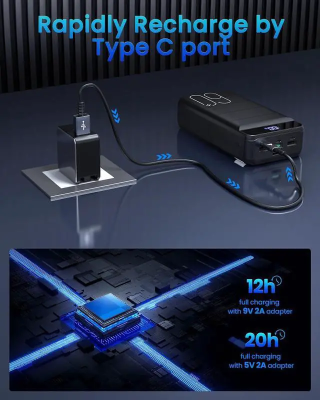 Alt view image 6 of 7 - Portable Charger 60000mAh Power Bank - 22.5W Fast Charging Battery Pack USB C with 4 Outputs & 3 Inputs LED Display, Huge Capacity External Cell Phone Charger for iPhone, Samsung Galaxy, iPad etc