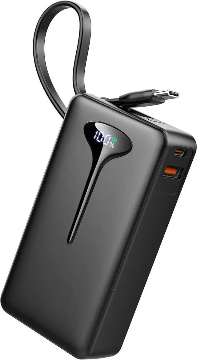 Main image of 10000mAh Power Bank, 2025 Portable Charger USB C, 22.5W Fast Charging Power Bank with Built in Cable, Travel Portable Phone Charger with 3 Output HD LED Display Battery Pack for iPhone Android Laptop