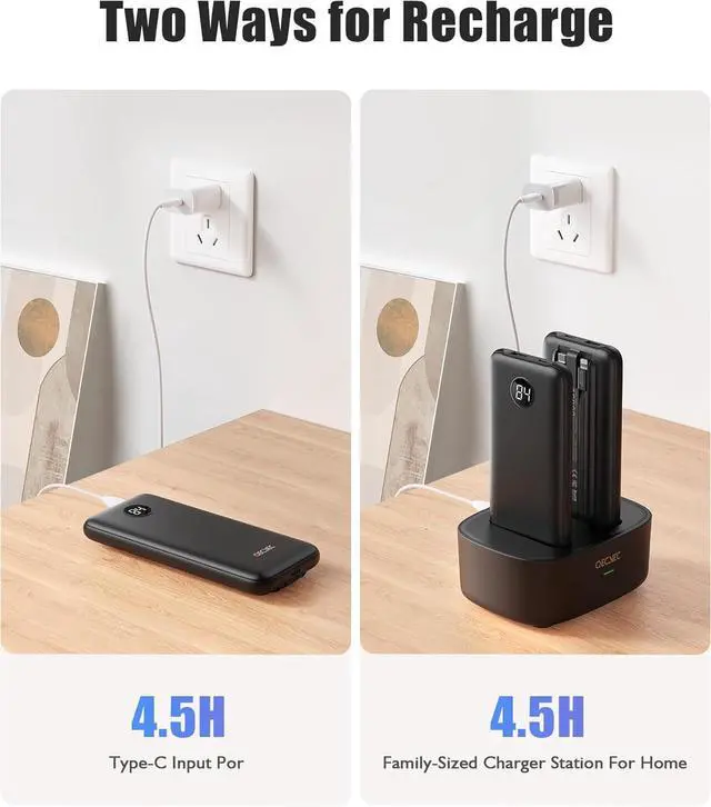 Alt view image 4 of 6 - 10000mAh Portable Charger 2 Pack, Cell Phone Portable Power Banks, 22.5W Fast Charging Battery Pack, Slim Travel Power Bank for iPhone, Galaxy S24/S23, Android Devices  Black