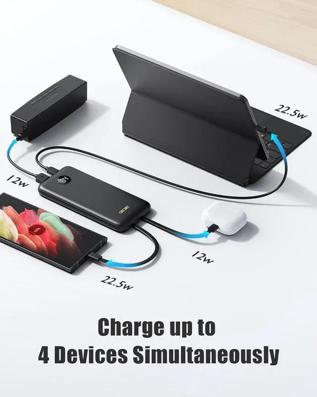 Alt view image 3 of 6 - 10000mAh Portable Charger 2 Pack, Cell Phone Portable Power Banks, 22.5W Fast Charging Battery Pack, Slim Travel Power Bank for iPhone, Galaxy S24/S23, Android Devices  Black