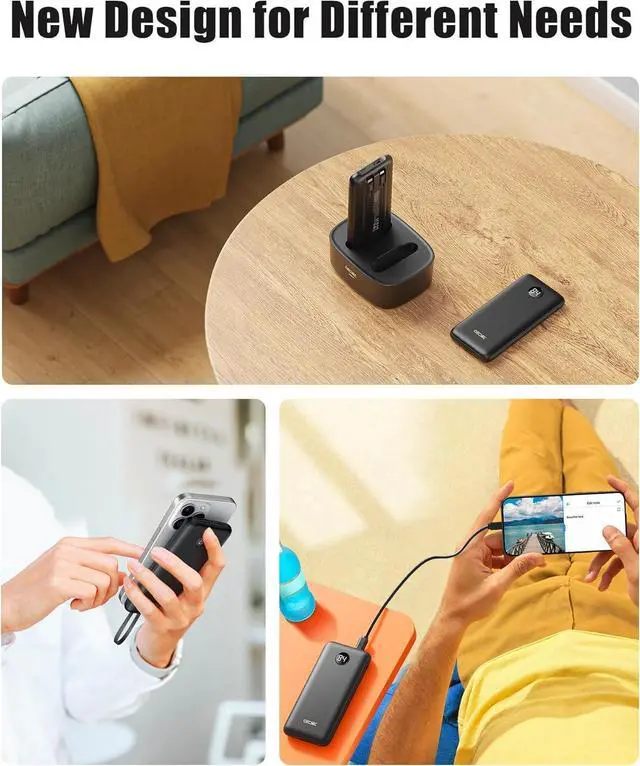 Alt view image 6 of 6 - 10000mAh Portable Charger 2 Pack, Cell Phone Portable Power Banks, 22.5W Fast Charging Battery Pack, Slim Travel Power Bank for iPhone, Galaxy S24/S23, Android Devices  Black