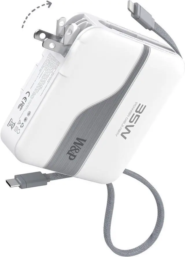 Main image of W&P Portable Charger Power Bank with Built in Cables & AC Wall Plug,35W Fast Charging,20000mAh External Battery Pack for iPhone 16/15/14/13/12 Pro, iPad, MacBook Air, Samsung (Travel Essential)