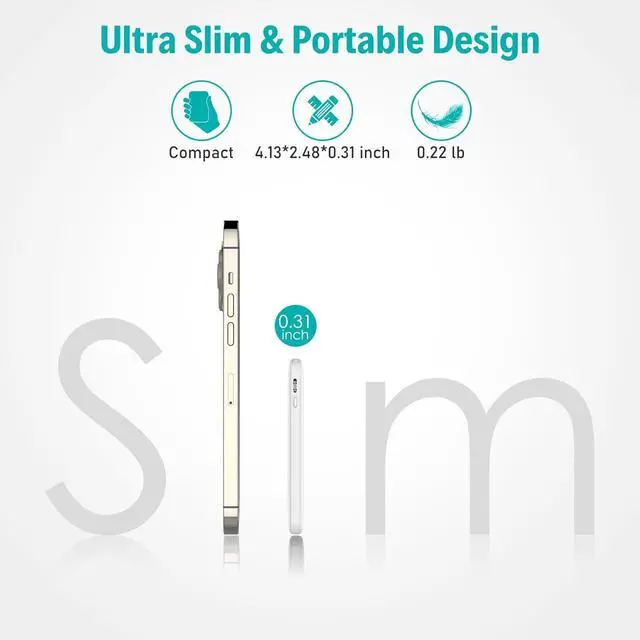 Alt view image 2 of 7 - Slim Power Bank,20W Fast Charging Small Portable Phone Charger Built in Cable for iPhone 14/13/12/11/X/8/7 Series,Thin Mini Lightweight Battery Pack 6000mAh