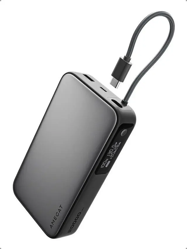 Main image of Portable Charger 20000mAh, 100W PD Fast Charging Power Bank with Built-in USB C Cable Smart Digital Display Laptop Battery Pack for MacBook, iPad, iPhone, Samsung, Steam Deck and More