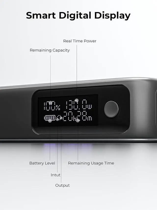 Alt view image 6 of 7 - Portable Charger 20000mAh, 100W PD Fast Charging Power Bank with Built-in USB C Cable Smart Digital Display Laptop Battery Pack for MacBook, iPad, iPhone, Samsung, Steam Deck and More