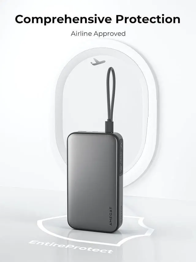 Alt view image 7 of 7 - Portable Charger 20000mAh, 100W PD Fast Charging Power Bank with Built-in USB C Cable Smart Digital Display Laptop Battery Pack for MacBook, iPad, iPhone, Samsung, Steam Deck and More