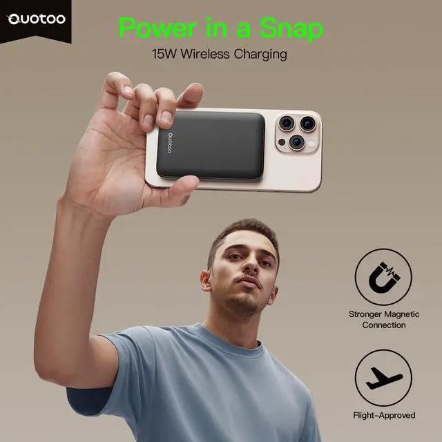 Alt view image 2 of 7 - 2025 Magnetic 15W Power Bank for iPhone,5000mAh Magsafe Battery Pack with 20w Fast Charging,Slim Magsafe Power Bank in&Out,with LED Display,Wireless Portable Charger for iPhone 16/15/14/13/12 Series