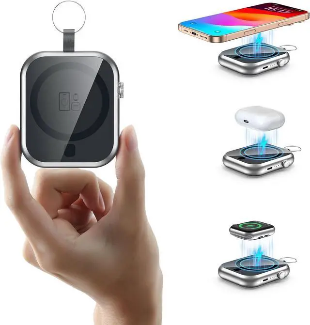 Main image of Magnetic Power Bank 10000mAh with Detachable Lanyard-3-in-1 Magnetic Wireless Charger,22.5W PD Fast Charging,Compact Portable Battery Pack for iPhone 16/15/14/13/12,Apple Watch & AirPods