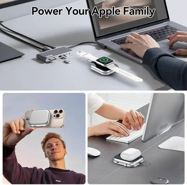 Alt view image 5 of 7 - Magnetic Power Bank 10000mAh with Detachable Lanyard-3-in-1 Magnetic Wireless Charger,22.5W PD Fast Charging,Compact Portable Battery Pack for iPhone 16/15/14/13/12,Apple Watch & AirPods