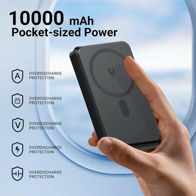 Alt view image 6 of 7 - for Magsafe Battery Pack 10,000mAh, 4 Outputs & 2 Inputs Wireless Portable Charger Power Bank with 2 Built-in Cables & USB-C Fast Charging, Magnetic for iPhone 15/14/13/12 Pro/Max/Plus, Kickstand