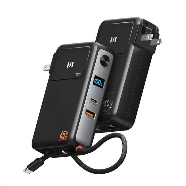 Main image of Fast Charging Portable Charger Power Bank 10 000mAh PD35W USB-C Battery Pack with 65W GaN Wall Charger Built in USB C Cable for iPhone 16/1514/13 Series Laptop  Pixel MacBook