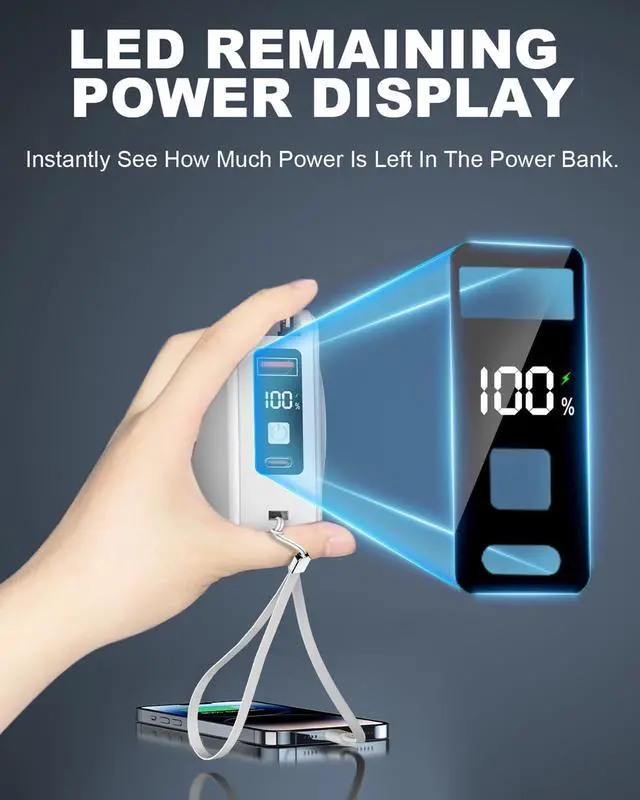 Alt view image 6 of 7 - for Magsafe Portable Charger Power Bank 10000mAh, 22.5W Battery Pack Fast Charging Wall Plug Power Bank for iPhone Andriod Sumsung Travel Charger with Built in USB C & Lightning Cables