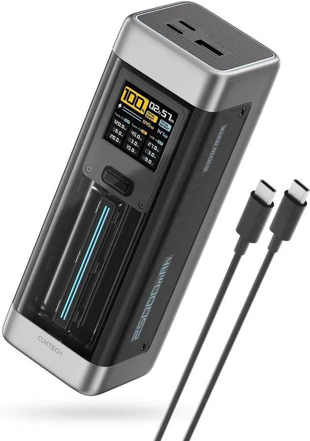 Main image of CUKTECH NO.20 140W Power Bank, 25,000mAh 3-Port Laptop Portable Charger, Fast Charging Battery Pack for Travel and Outdoor Work, Compatible with iPhone 16/15/14 Series, MacBook, Samsung, and More