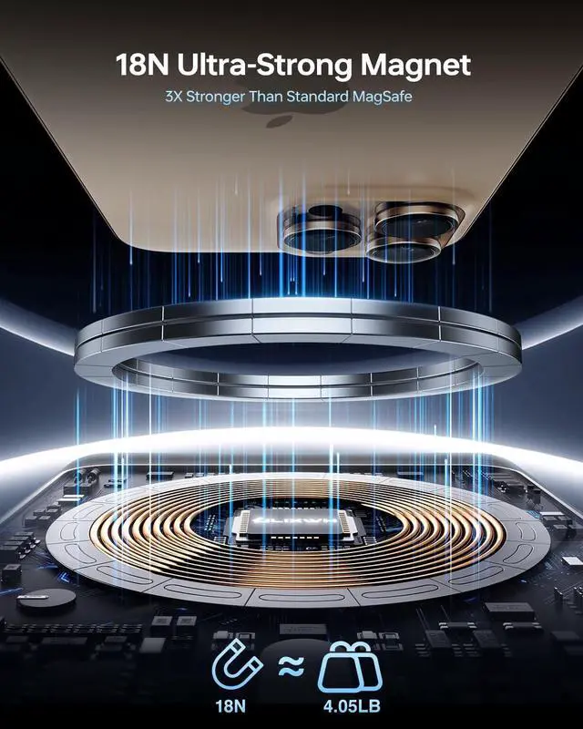 Alt view image 4 of 7 - 10,000mAh MagSafe Power Bank Ultra Slim, Magnetic Wireless Charger with USB-C Cable, Fast Charging Portable Battery for iPhone 16/15/14/13/12 Series, All-Metal Design