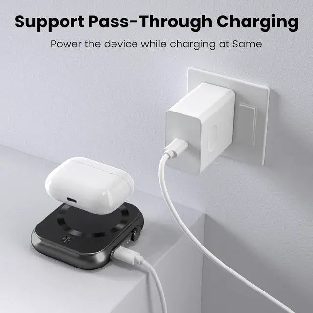 Alt view image 4 of 7 - Wireless Portable Charger,3-in-1 Magnetic Power Bank 5000mAh,22.5W Fast Charging USB-C Mag-Safe Battery Pack,Compatible with iPhone 16/15/14/13/12,Apple Watch Series,Airpods