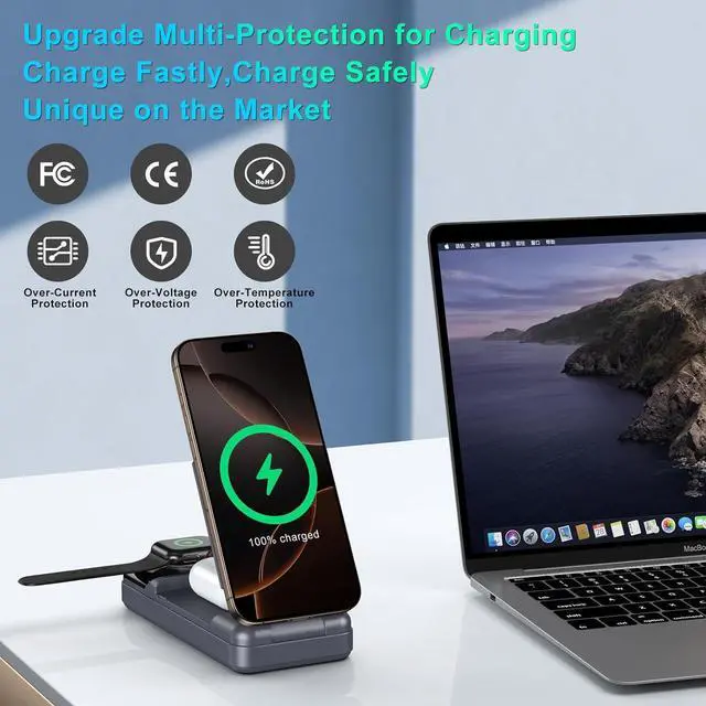 Alt view image 2 of 6 - Magnetic Protable Charger Power Bank: 23800mAh Battery Wireless Charging Stand & LED Display, 22.5W Fast Charging, Compatible with iPhone 15/14/13 Series, Apple Watch, AirPods 3/2/Pro