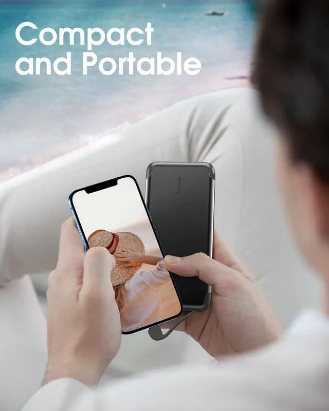 Alt view image 6 of 7 - Luxtude 10000mAh Portable Charger for iPhone Built-in Lightning Cable, Mfi Apple Certified Slim Power Bank Portable Phone Charger, Fast Charging Thin Battery Pack for iPhone14/13/12/11, Android etc.