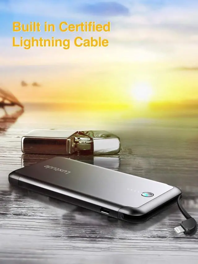 Alt view image 7 of 7 - Luxtude 10000mAh Portable Charger for iPhone Built-in Lightning Cable, Mfi Apple Certified Slim Power Bank Portable Phone Charger, Fast Charging Thin Battery Pack for iPhone14/13/12/11, Android etc.