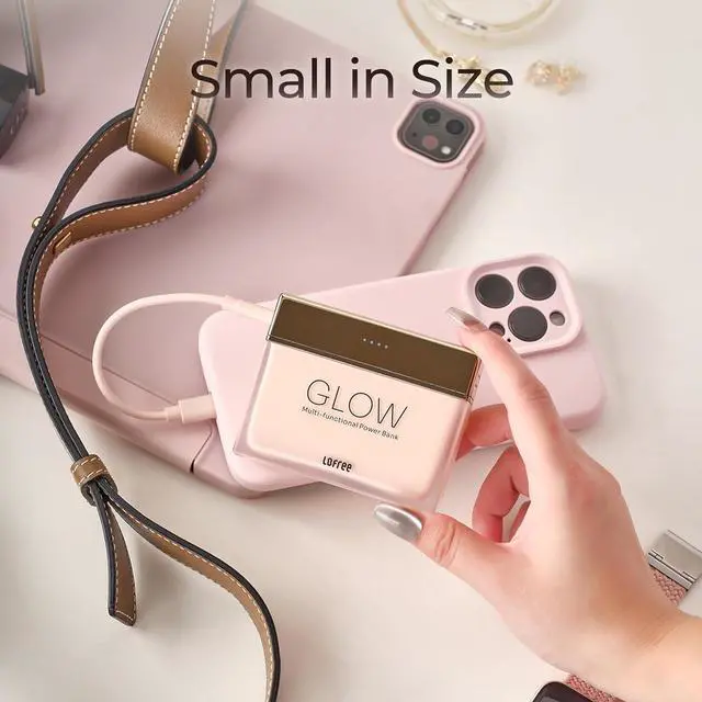 Alt view image 5 of 7 - LOFREE Glow Power Bank, Compact Lightweight 10,000mAh Portable Charger with 3 LED Light Effects, Max 22.5W USB-C Fast Charging for iPhone, iPad, Samsung Galaxy, Pixel (180° Blazing Hour)