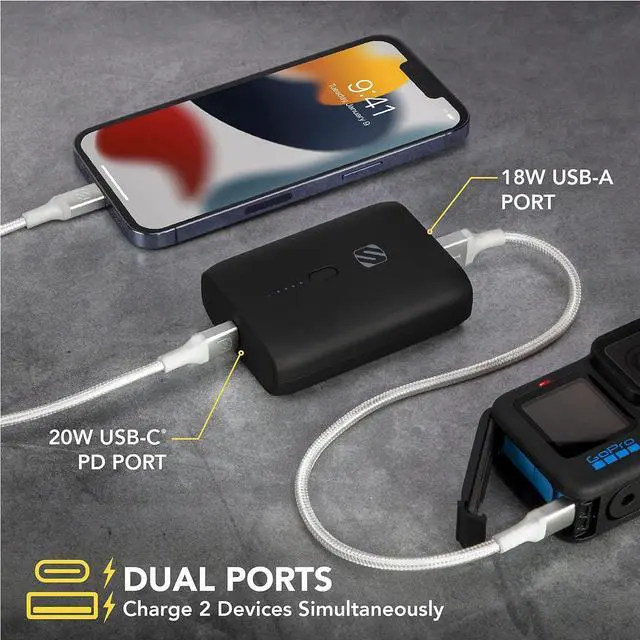 Alt view image 3 of 6 - PB10PD-SP GoBat 10000mAh Compact Dual Port Cell Phone Battery Pack 20W USB-C Power Delivery Fast Charger & 18W USB-A Portable Power Bank External Battery Compatible w/  iPhone & Android
