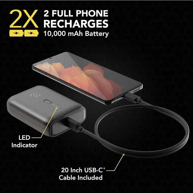 Alt view image 2 of 6 - PB10PD-SP GoBat 10000mAh Compact Dual Port Cell Phone Battery Pack 20W USB-C Power Delivery Fast Charger & 18W USB-A Portable Power Bank External Battery Compatible w/  iPhone & Android