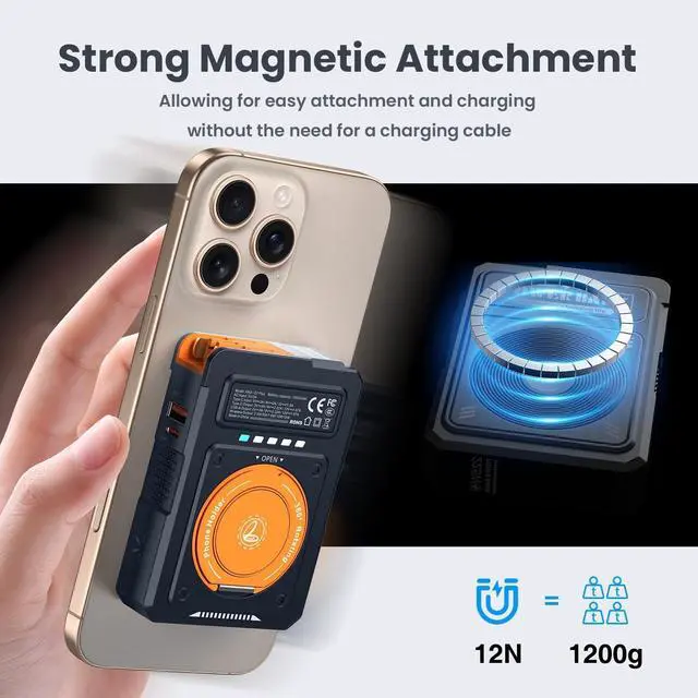 Alt view image 5 of 7 - for Magsafe Battery Pack 10000mAh,5-in-1 Magnetic Power Bank Built in AC Plug,Magnetic Wireless Portable Charger for Apple Watch,22.5W Fast Charging Power Bank for iPhone 16 Pro Max/15/14/13/12 Mini