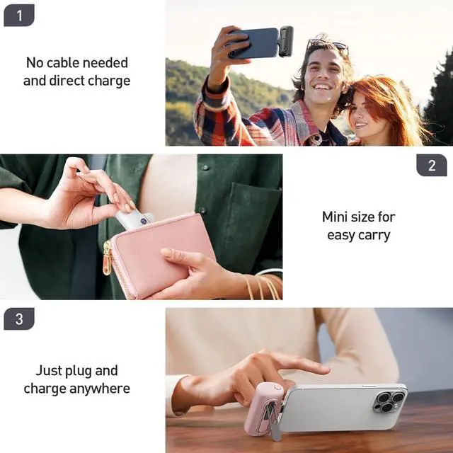 Alt view image 6 of 6 - Small Portable Charger for iPhone 15 Power Bank: 20W PD Fast Charging USB-C Power Bank, LED Display, 5000mAh Battery Pack Compatible with iPhone 15 Plus/15 Pro/15 Pro Max/Samsung