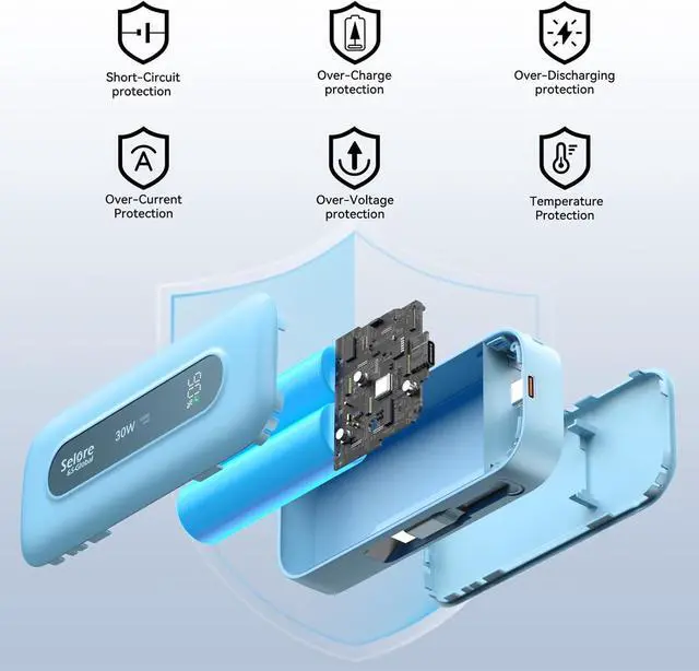 Alt view image 5 of 7 - Power Bank 10,000mAh with Built-in Retractable Cable & C to L Cable, 30W Fast Charging Portable Charger, LED Display, Travel Battery Pack for iPhone 16/15/14/13 Series Samsung