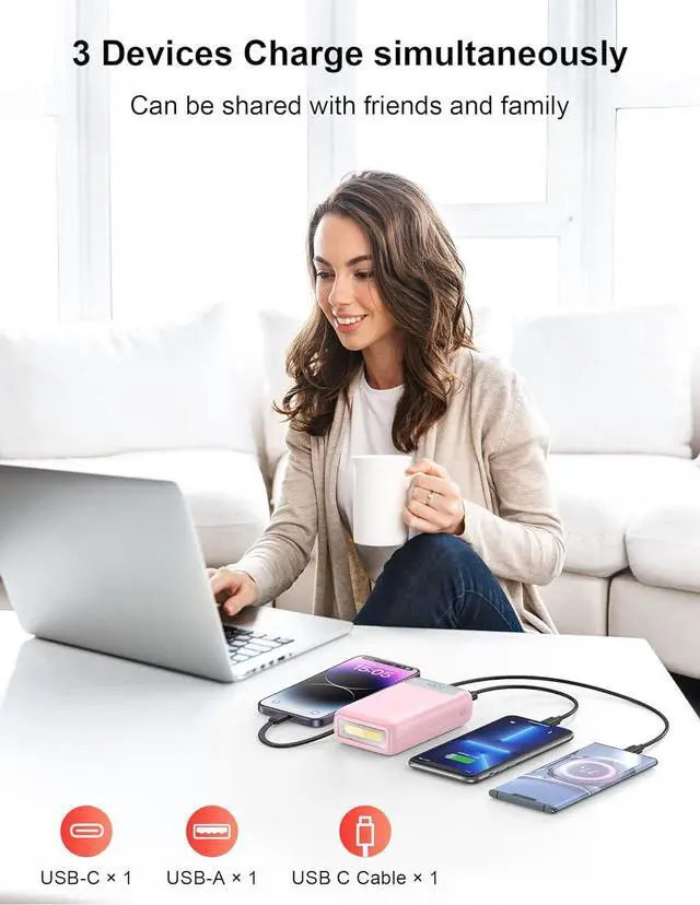 Alt view image 5 of 7 - 27000mAh Portable Charger,Power Bank with Built in Cable for iPhone 16/15 Series, USB-C Input-Output Fast-Charging LED Display Battery Pack,Travel backup charging bank for all iPhones, Androids.