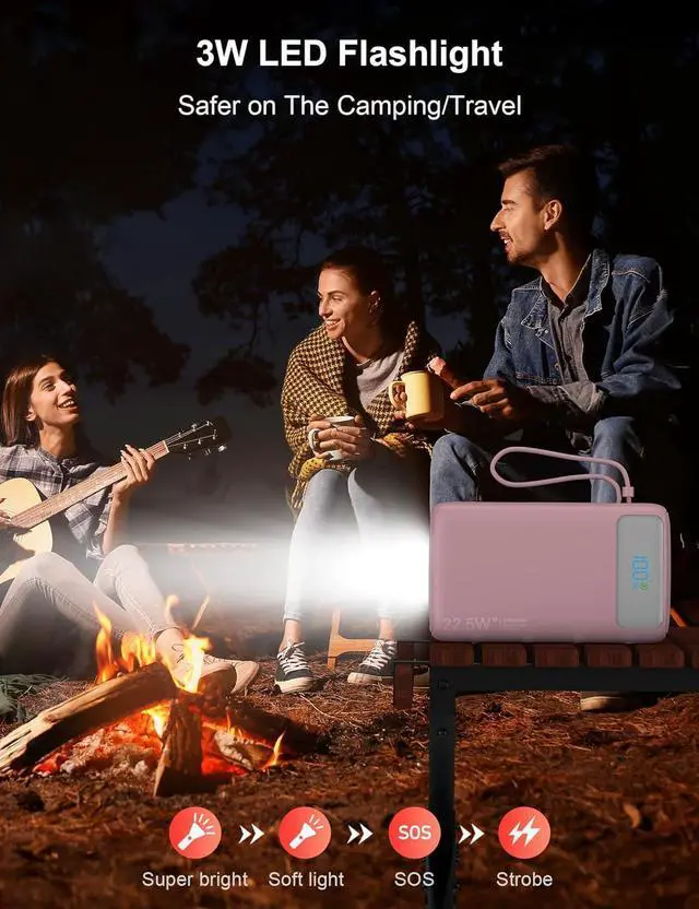 Alt view image 7 of 7 - 27000mAh Portable Charger,Power Bank with Built in Cable for iPhone 16/15 Series, USB-C Input-Output Fast-Charging LED Display Battery Pack,Travel backup charging bank for all iPhones, Androids.