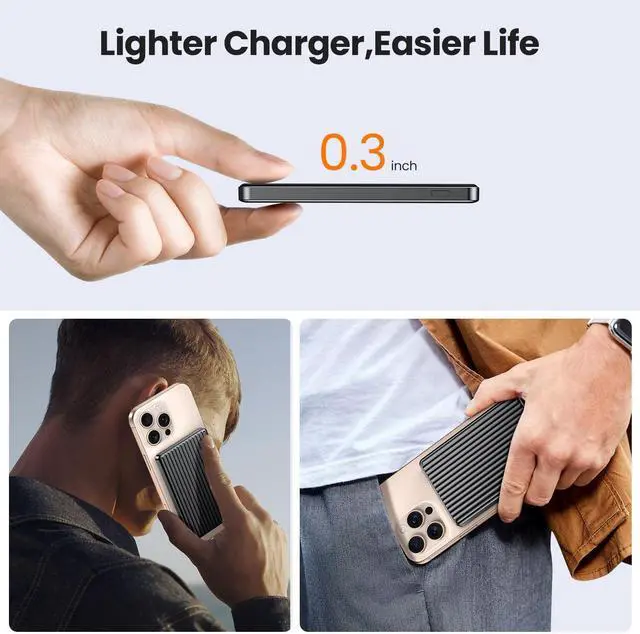 Alt view image 7 of 7 - Magnetic Power Bank,Ultra Slim Wireless Portable Charger 5000mAh,20W PD Battery Pack Fast Charging,USB C in&Out Powerbank for iPhone 16/15/14/13/12 Pro Max