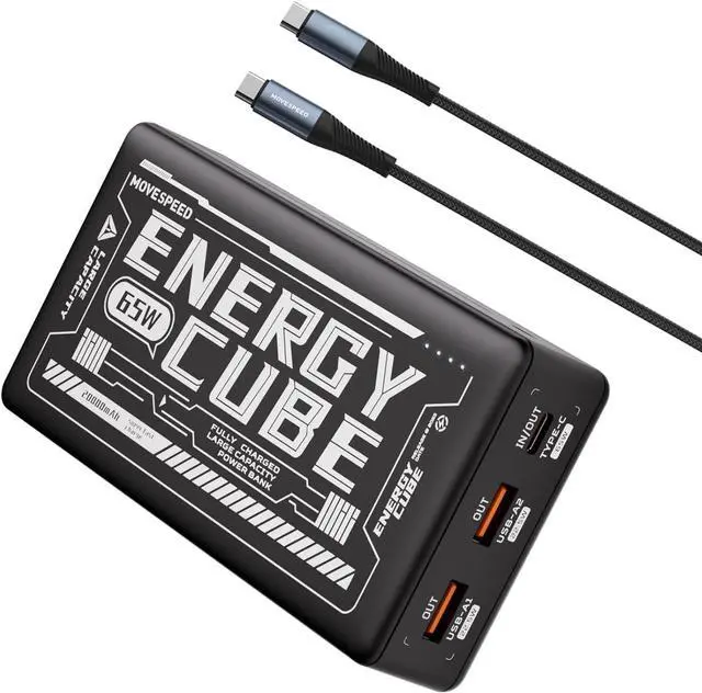 Main image of MOVE SPEED Laptop Portable Charger 65W 20000mAh, Power Bank Fast Charging USB C 4 Port PD3.0 Battery Pack for MacBook Dell iPhone Samsung iPad, etc