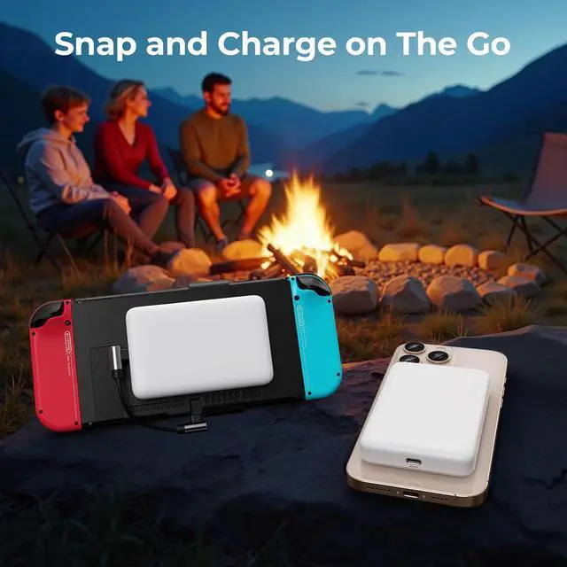 Alt view image 7 of 7 - Portable Charger, Magnetic Wireless Power Bank for iPhone/Nintendo Switch & OLED, 10000mAh 20W PD Fast Charging Battery Pack with LED Indicators, Compatible with iPhone 12-16