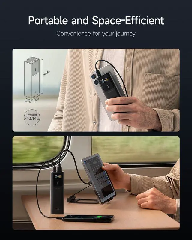 Alt view image 5 of 7 - CUKTECH 100W Power Bank, 10000mAh Portable USB C Charger with Smart TFT Display, PD3.0 Fast Charging Compatible iPhone 16/15 Series, Samsung Galaxy S24/S23, iPad Air/Pro, MacBook, Dell etc.