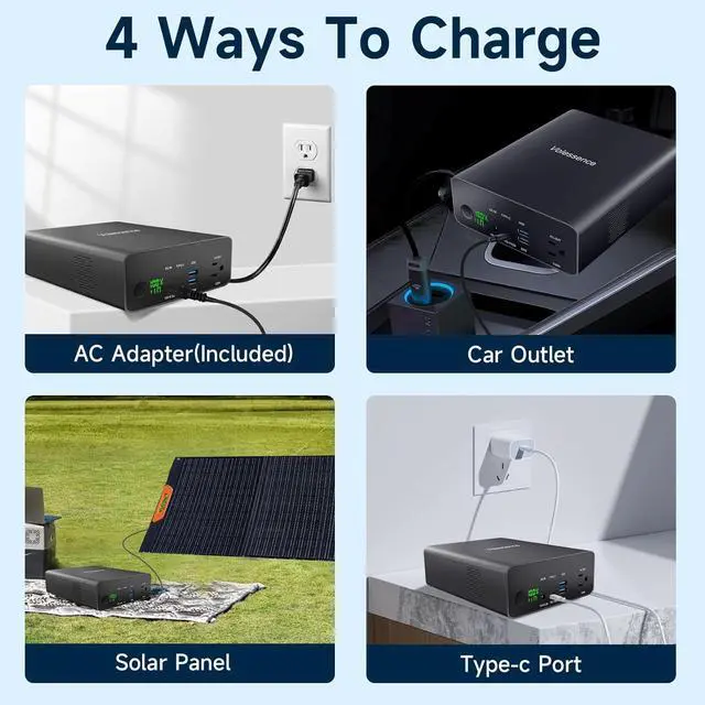 Alt view image 5 of 7 - Portable Power Bank with AC Outlet 130W, Rechargeable Backup Lithium Polymer Battery Pack 80000mAh/296Wh High Capacity with USB C Output 100W Power Station for Outdoor Travel Camping Home Emergency