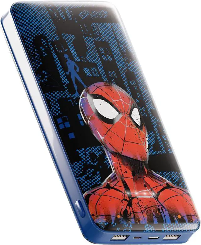 Main image of Marvel Spider-Man 10,000 MAH Power Bank- Portable Phone Charger Battery Pack w/USB Charging Ports- Spiderman Gifts for Men,Women and All Fans of Spiderman Stuff