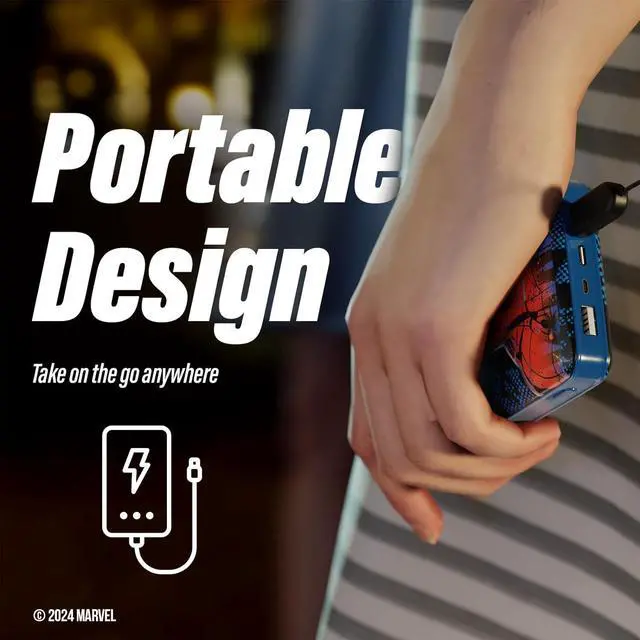 Alt view image 3 of 7 - Marvel Spider-Man 10,000 MAH Power Bank- Portable Phone Charger Battery Pack w/USB Charging Ports- Spiderman Gifts for Men,Women and All Fans of Spiderman Stuff