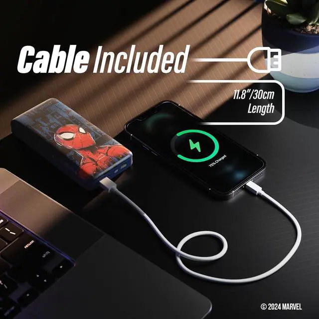 Alt view image 4 of 7 - Marvel Spider-Man 10,000 MAH Power Bank- Portable Phone Charger Battery Pack w/USB Charging Ports- Spiderman Gifts for Men,Women and All Fans of Spiderman Stuff