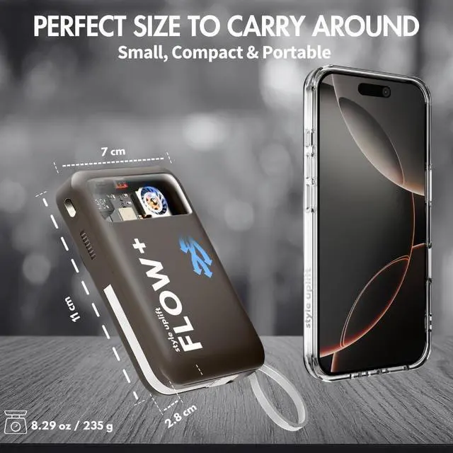 Alt view image 3 of 7 - SU Flow+ Magnetic Power Bank 10000mAh  MagSafe Compatible Charger, 4 in 1 with in-built Lightening and Type C cables for Samsung and Pixel, Wireless Charging iPhone 16/15/14/13/12, iWatch and Airpods