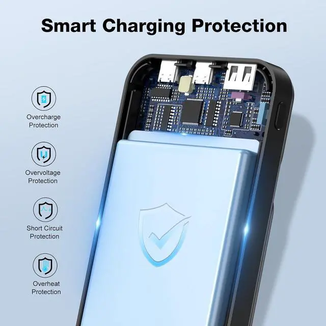 Alt view image 4 of 6 - 10000mAh Portable Charger with Built-in Cable, PD 22.5W Fast Charging USB C Battery Pack, Cell Phone Power Bank LCD Display for iPhone 16/16 Pro/16 Plus/15/14/13/12/11/X, Samsung, etc