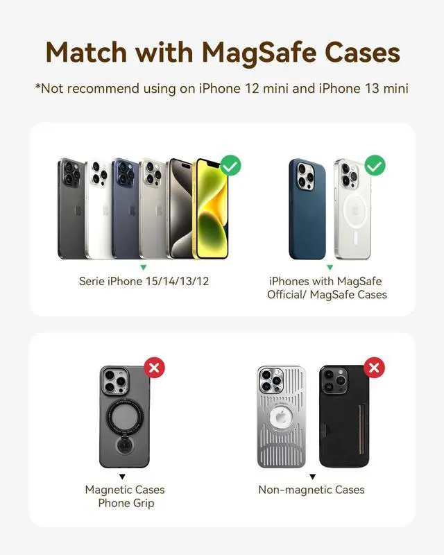 Alt view image 6 of 7 - Kuulaa for Magsafe Battery Pack 5000mAh Slim Magsafe Portable Charger 0.28in Magnetic Wireless Apple Portable Charger 20W USB-C Power Delivery Power Bank for iPhone 16/15/14/13/12 Series (Titanium)