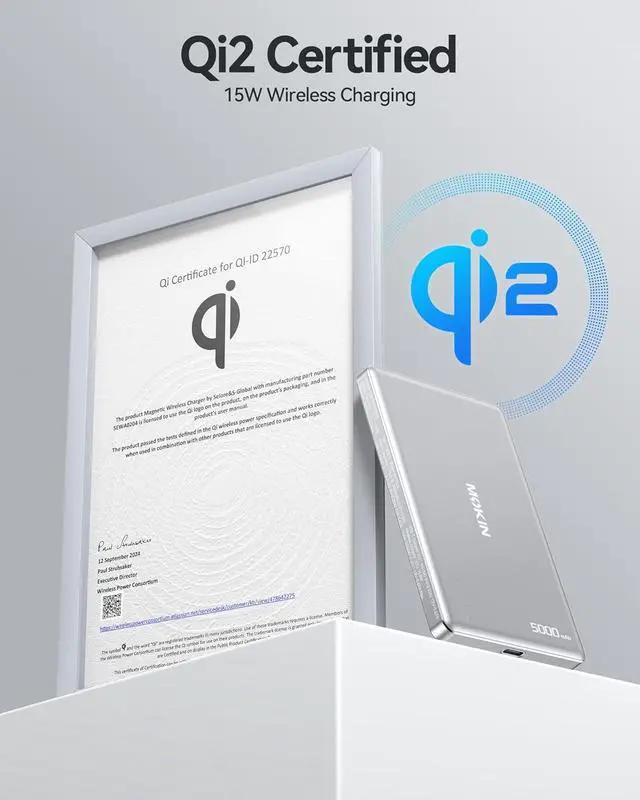 Alt view image 3 of 7 - Portable Charger Ultra Slim, 5000mAh Power Bank for Magsafe, Qi2 Certified Magnetic Battery Pack with USB C PD 20W Fast Charging, 15W Wireless Charging Card Compatible with iPhone 16 15 14 13 12 Serie