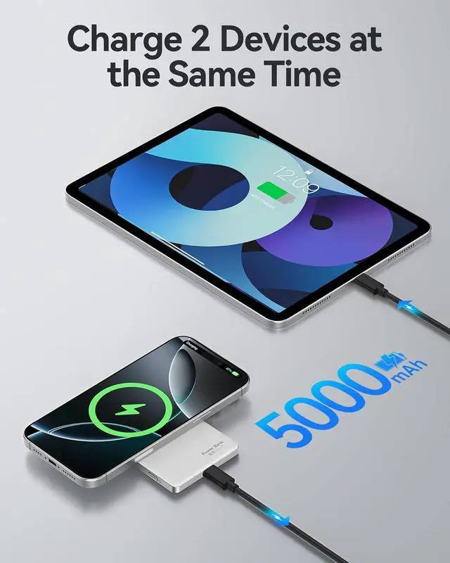 Alt view image 7 of 7 - Portable Charger Ultra Slim, 5000mAh Power Bank for Magsafe, Qi2 Certified Magnetic Battery Pack with USB C PD 20W Fast Charging, 15W Wireless Charging Card Compatible with iPhone 16 15 14 13 12 Serie