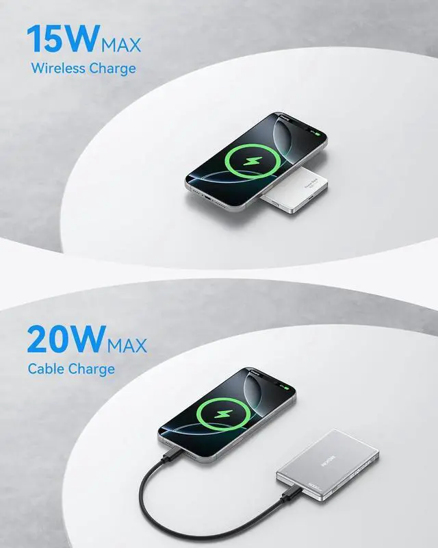 Alt view image 2 of 7 - Portable Charger Ultra Slim, 5000mAh Power Bank for Magsafe, Qi2 Certified Magnetic Battery Pack with USB C PD 20W Fast Charging, 15W Wireless Charging Card Compatible with iPhone 16 15 14 13 12 Serie