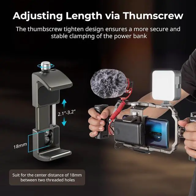 Alt view image 3 of 7 - SmallRig Power Bank Holder, Power Bank Clamp Mount for Camera, Compatible with Width Range 2.1"3.3" and Thickness Range 0.6"1" Power Banks2790