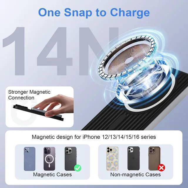 Alt view image 3 of 7 - Wireless Portable Charger, 10000mAh Magnetic Power Bank Compatible for Samsung Galaxy S25 Ultra/S25/S24 FE/S23/S22/S21/S20,20W Fast Charging Magsafe Battery Pack USB C Cable for iPhone 16 15 14 13