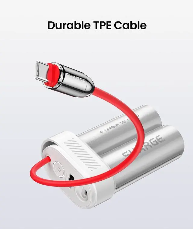 Alt view image 4 of 7 - Power Bank 10000mAh 30W Portable Charger with Built-in Type C Cable USB-C and USB-A Port Battery Pack for iPhone 16/15 Galaxy S24 iPad Pixel 9
