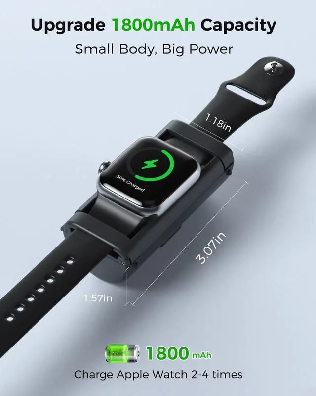 Alt view image 3 of 7 - NEWQ Outdoor Power Bank for Apple Watch: Small Portable Magnetic Wireless Charger & Rechargeable 1800mAh Battery Powerbank for Charging iWatch When Camping & Traveling