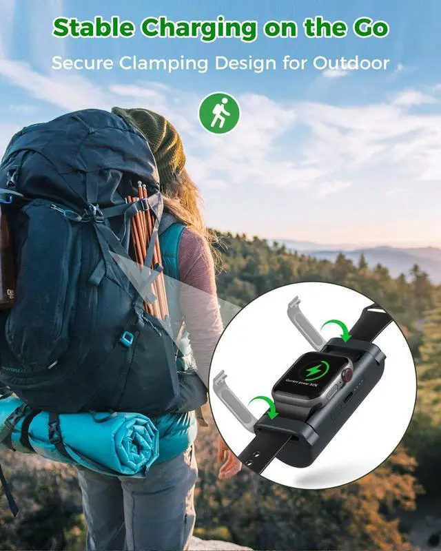Alt view image 5 of 7 - NEWQ Outdoor Power Bank for Apple Watch: Small Portable Magnetic Wireless Charger & Rechargeable 1800mAh Battery Powerbank for Charging iWatch When Camping & Traveling