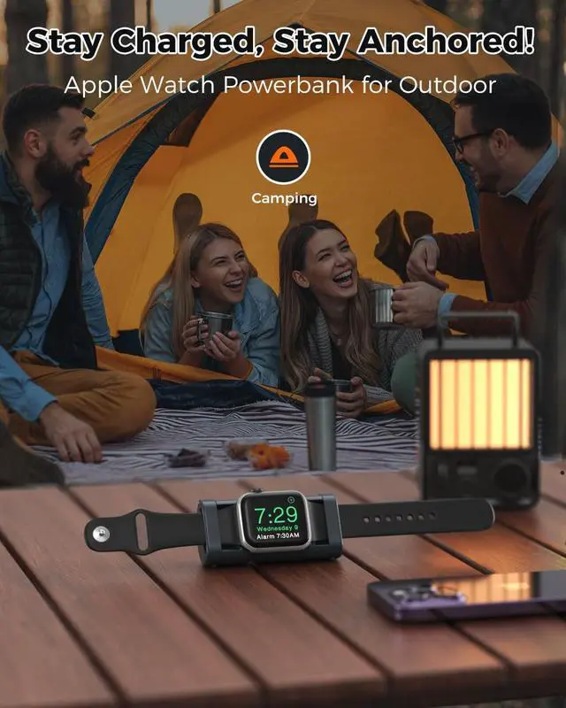 Alt view image 6 of 7 - NEWQ Outdoor Power Bank for Apple Watch: Small Portable Magnetic Wireless Charger & Rechargeable 1800mAh Battery Powerbank for Charging iWatch When Camping & Traveling